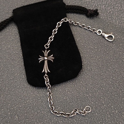 CH克罗伈925纯银十字架情侣手链欧美朋克嘻哈时尚个性男女潮手环