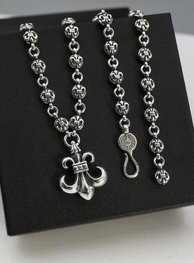 CH克罗伈个性船锚童军花复古十字架男女款项链情侣嘻哈潮毛卫衣链