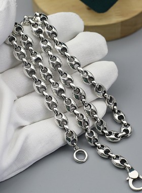 CH潮牌复古泰银猪鼻子拼接项链情侣朋克高级潮男女同款毛卫衣链