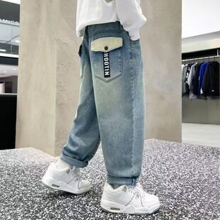 春秋款 宽松裤 2026新款 儿童春装 子 中大童痞帅风休闲裤 男童牛仔裤