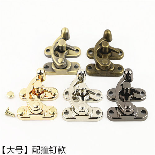 箱包皮具五金配件古铜色木盒礼品盒压铸锁扣 牛角锁 狗牙钩锁大号