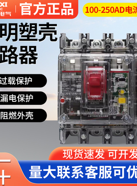 德力西透明塑壳漏电断路器CDM3LT-250A工地三相四相4极漏电开关4P