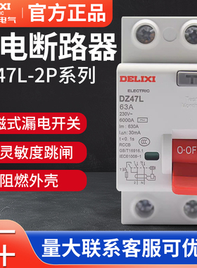 德力西漏电保护器DZ47L家用空气开关2P电磁32A断路器40A63A小型