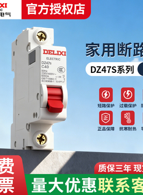 德力西空气开关DZ47s小型断路器C45总闸/单相空开照明断路器/单级