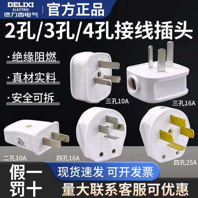 德力西家用三脚插头二脚四脚10A/16A/25A电源接线插头 CD98-TSTZ