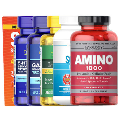 美国普丽普莱5HTP羟色氨酸GABA氨基丁酸茶氨酸酪氨酸蛋氨酸蛋白粉