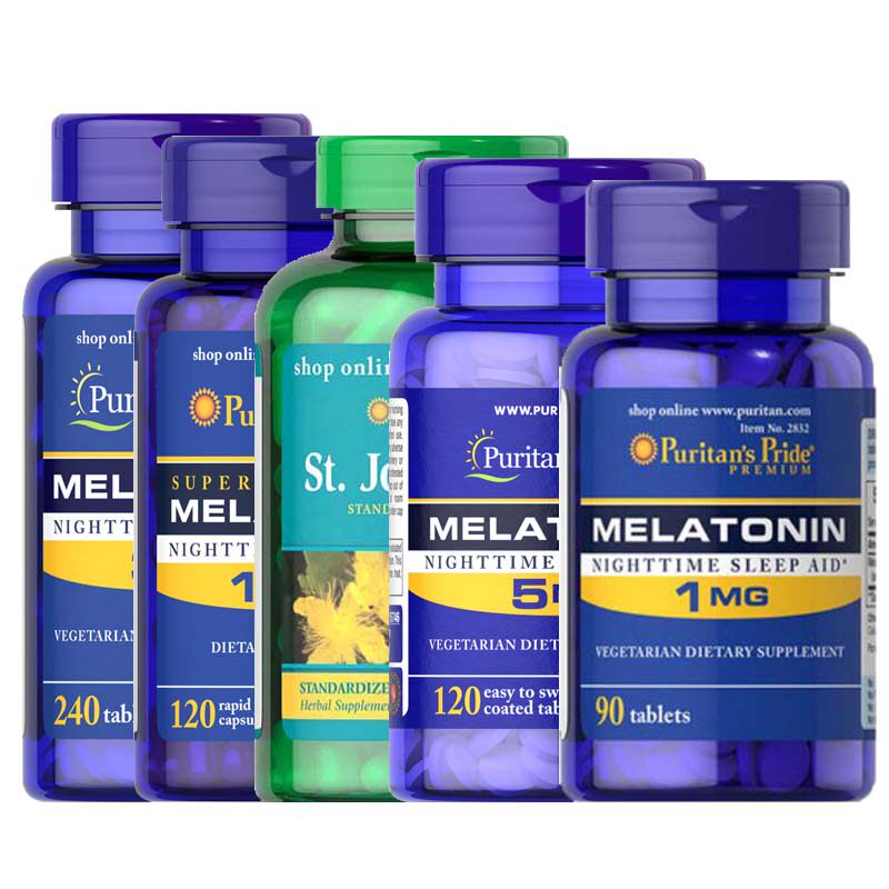 美国普丽普莱松果体褪黑素美乐通宁片剂胶囊 睡眠倒时差 圣约翰草
