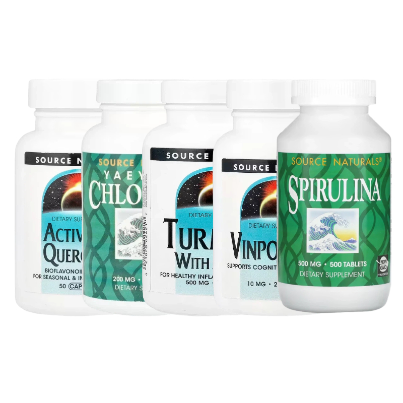 Source Naturals槲皮素姜黄螺旋蓝绿小球藻长春西汀马黛绿茶苦瓜