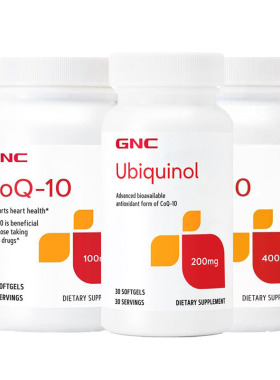 GNC健安喜辅酶Q10软胶囊泛醇泛醌100mg200mg400mg还原型辅酶coq10
