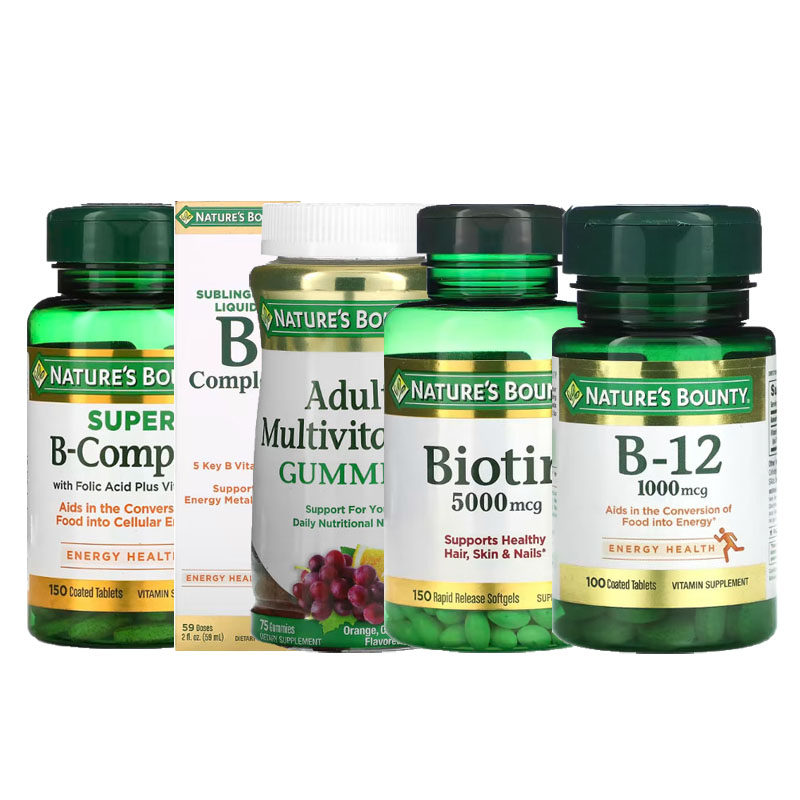 Nature's Bounty自然之宝B复合维生素B族烟酸B3B6生物素B12叶酸B2