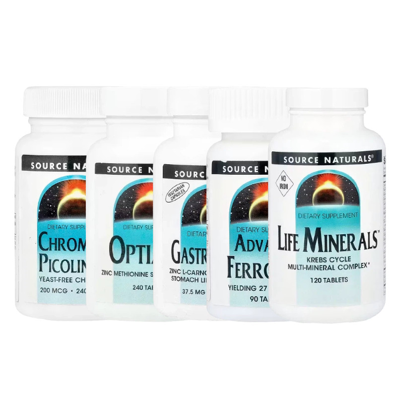 Source Naturals吡啶甲酸钒铬GastricSoothe肌肽锌OptiZinc矿物质