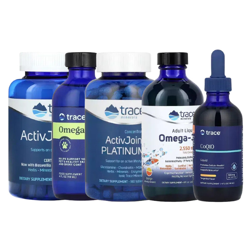 Trace成人儿童宠物液体辅酶Q10氨Omega-3葡萄糖胺关软骨素MSM脑节