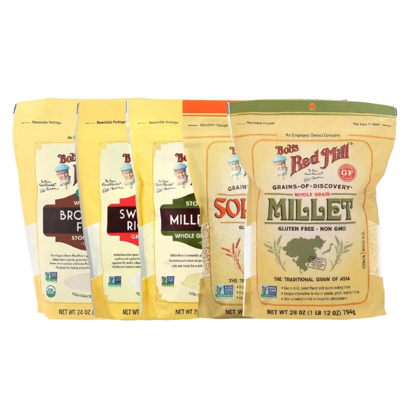 Bob's Red Mill有机全谷物甜白黄玉小粥无麸质糙米竹芋木薯淀粉