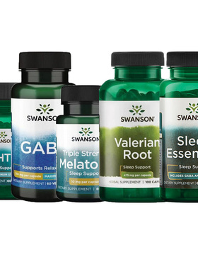 美国SWANSON褪黑素5-HTP睡西番莲压色氨酸情GABA缬草根眠力绪镁