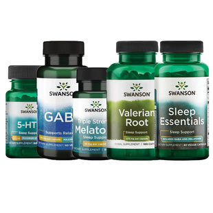 美国SWANSON褪黑素5-HTP睡西番莲压色氨酸情GABA缬草根眠力绪镁