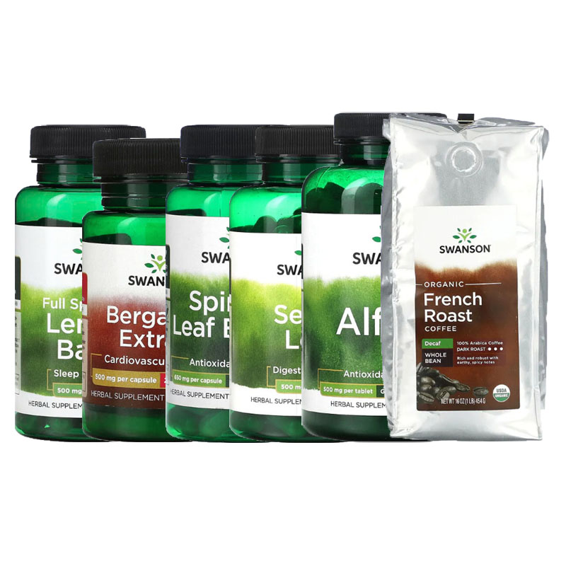 SWANSON紫花苜蓿弗手柑大花紫薇咖啡豆菠菜叶番泻叶瓜拉纳蜜蜂花