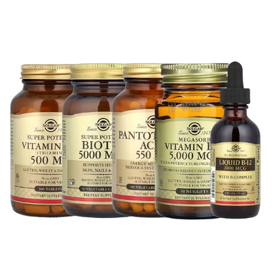 美国Solgar泛酸高吸收维生素B12核黄素B1 B3 B6 B5软糖素食胶囊