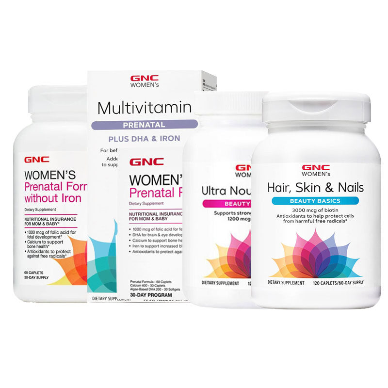 GNC女士女性孕妇维生素头发皮肤指甲产前多维矿免疫营养包明胶