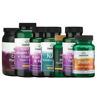SWANSON胶原蛋白肽谷胱甘肽肌醇肌肽何首乌SOD头发皮肤指甲丸剂