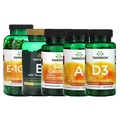 SWANSON维生素A胡萝卜素VA维生素E生育三烯酚D D3小麦胚芽油VE AD