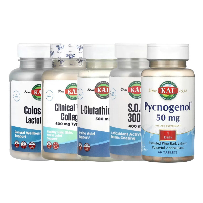 KAL姜黄白藜芦醇L-谷胱甘肽SR微片肌肽Pycnogenol壳聚糖苹果醋SOD