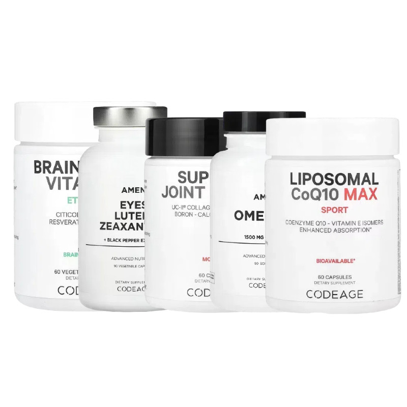 CodeAge脂质体关Q10辅酶MAX液体Nanofood鱼Amen油Omega-3叶黄素节