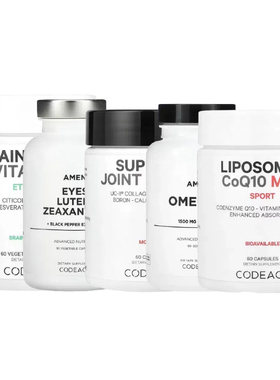 CodeAge脂质体关Q10辅酶MAX液体Nanofood鱼Amen油Omega-3叶黄素节