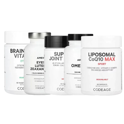 CodeAge脂质体关Q10辅酶MAX液体Nanofood鱼Amen油Omega-3叶黄素节