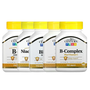 21st B1烟酸B3烟酰胺B6生物素B12叶酸100 Century复合维生素B族50