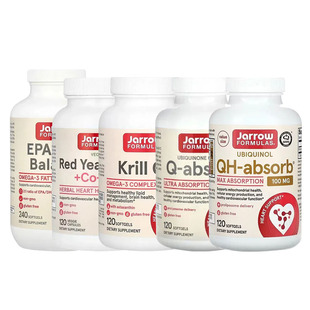Jarrow Formulas素食辅酶Q10红曲米DHA泛醇EPA虾青素Cardio磷虾油