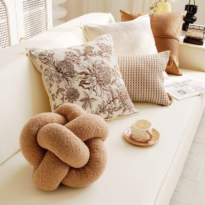 新中式靠枕中古风法式棕色抱枕套