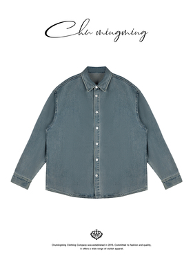 CHU楚妞[潮牛]纯棉水洗做旧牛仔长袖衬衣2026春季新款女衬衫上衣