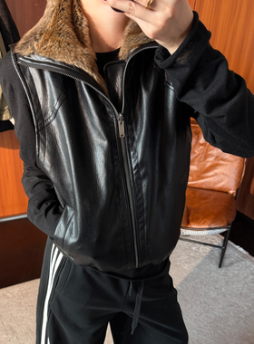 CHU楚妞[本境]环保毛皮草双面穿高领拉链马甲2026春季新款女背心