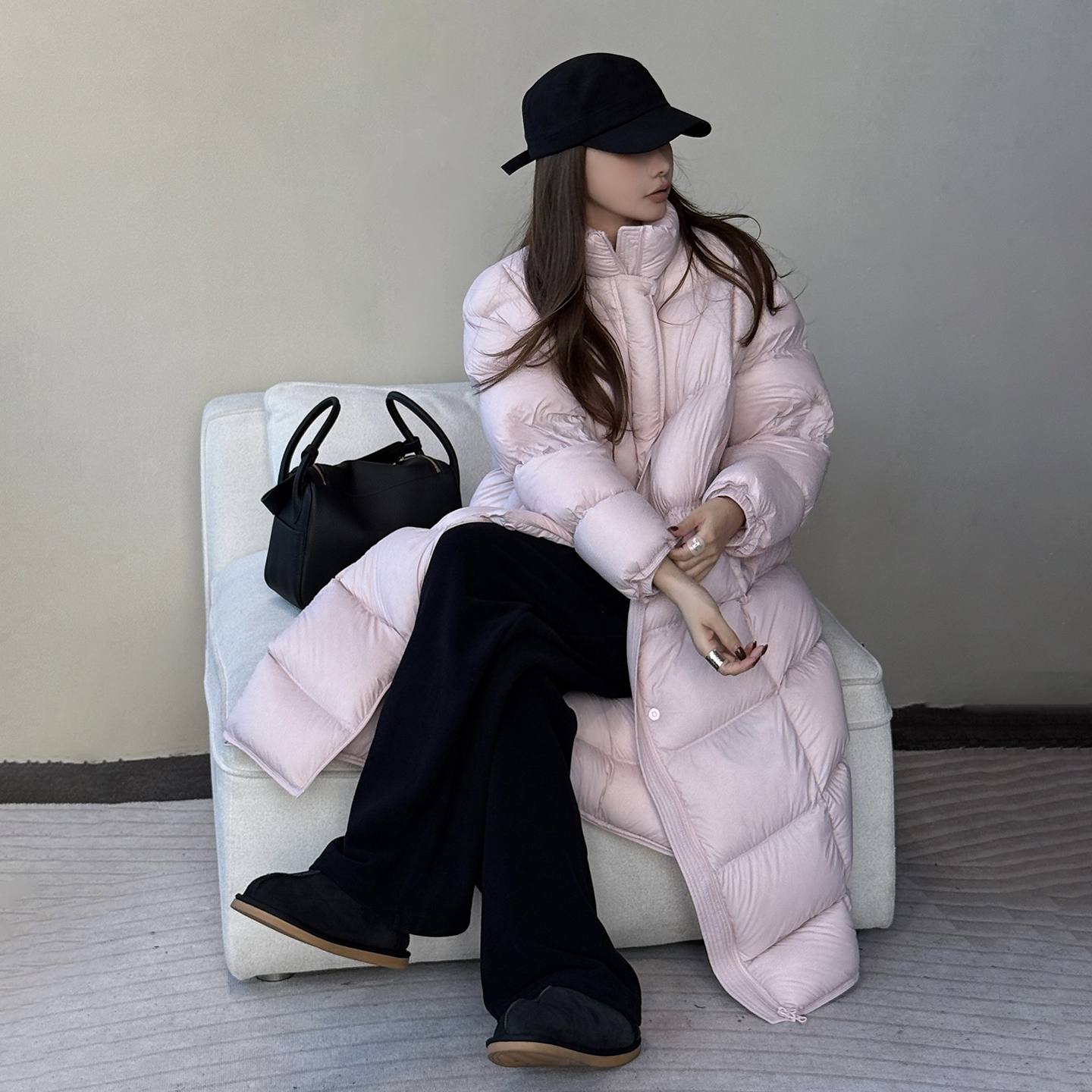 90鹅绒保暖泡芙长款羽绒服外套