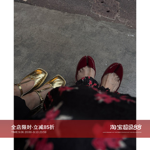 CHU楚妞头层小羊真皮女式2026春季新款方头浅口玛丽珍平底单鞋