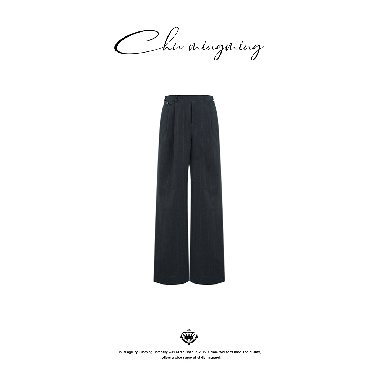 CHU楚妞[竖影]羊毛竖条纹休闲长裤2026年春季新款女直筒西裤裤子