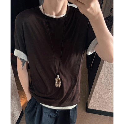 莱赛尔真丝软糯叠穿短袖T恤