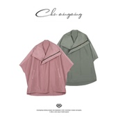 荷叶 蝙蝠五分袖 风衣2026春季 CHU楚妞 新款 女高级感冲锋衣外套