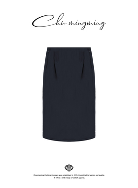 CHU楚妞[素曳]加厚后开叉中长款半身裙2025秋冬季新款女百搭裙子