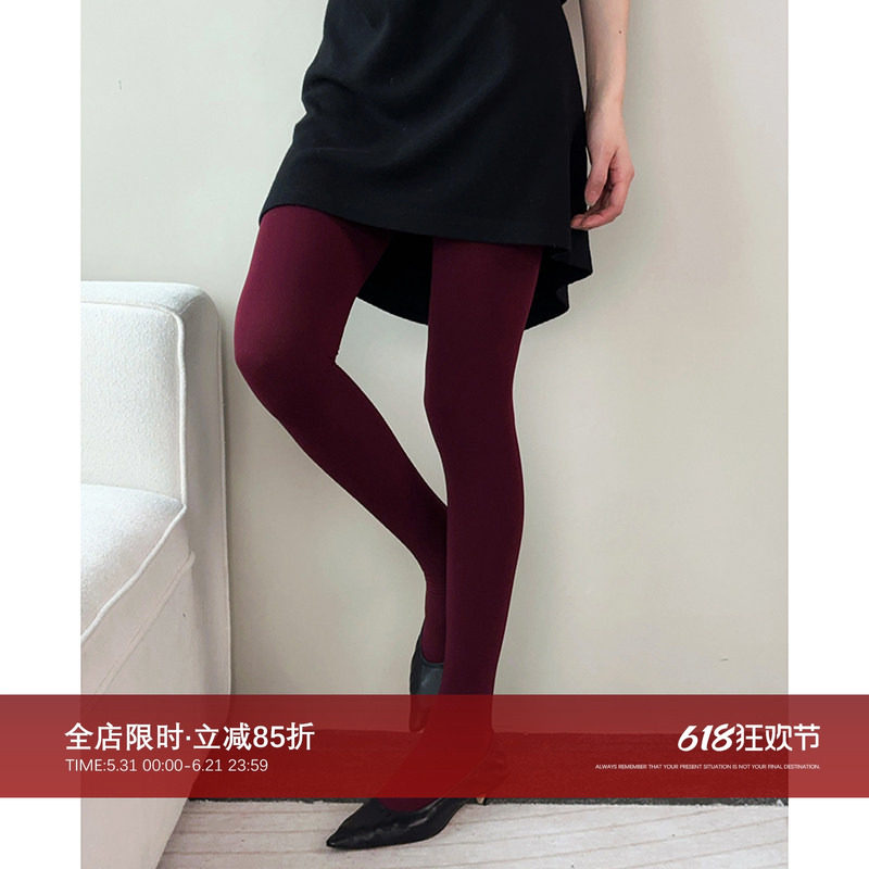 CHU楚妞纯棉加厚纯色连体袜2026春季新款女显瘦保暖美腿打底裤子