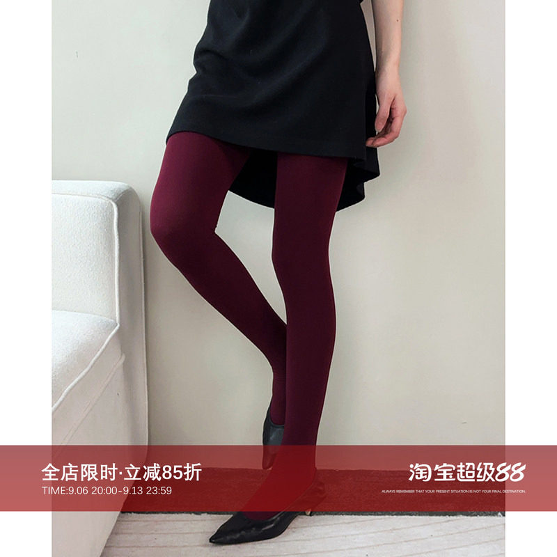 CHU楚妞纯棉加厚纯色连体袜2026春季新款女显瘦保暖美腿打底裤子