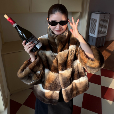 法国雷克斯獭兔毛渐变轻奢皮草