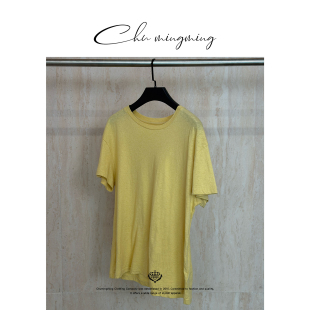 新款 CHU楚妞 T恤2026春夏季 纯棉高针短袖 女舒适显瘦百搭上衣 柠夏