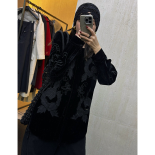 绣花 女中式 真丝绒套头衬衫 新款 国风上衣TT2021 春季 CHU楚妞