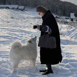 CHU楚妞[零下]韩国丝绒长款鹅绒羽绒服2025冬季新款女外套大衣