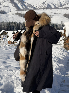 CHU楚妞[上东]貉子毛90白鹅绒连帽派克服外套BL25K26