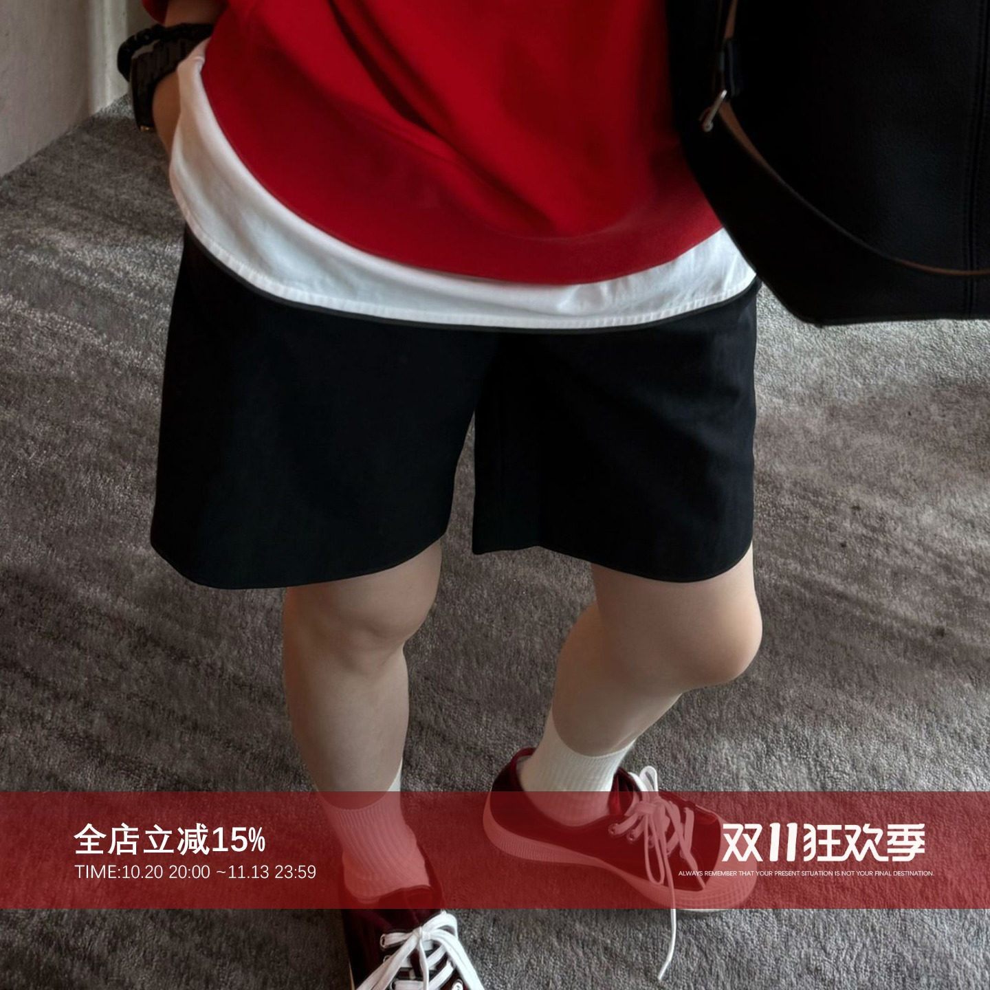 纯棉百搭显瘦小黑五分休闲短裤