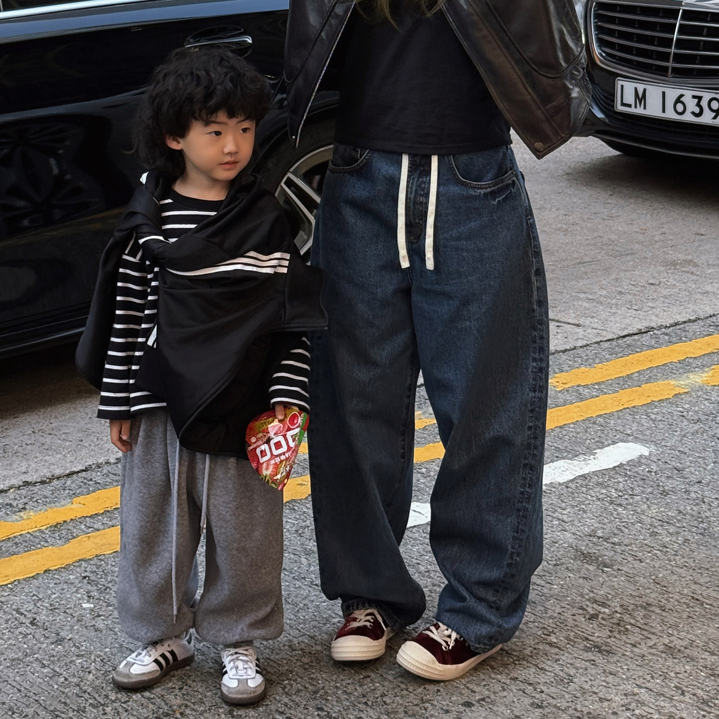 CHU楚妞纯棉水洗抽绳休闲长裤2026春季新款女复古百搭牛仔裤裤子