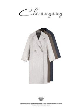 CHU楚妞[云驼]100支桑蚕丝羊毛大翻领毛呢大衣2025冬季新款女外套