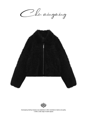 [卷翘]TA同源羊毛皮皮毛一体皮草短款外套AAMU256800